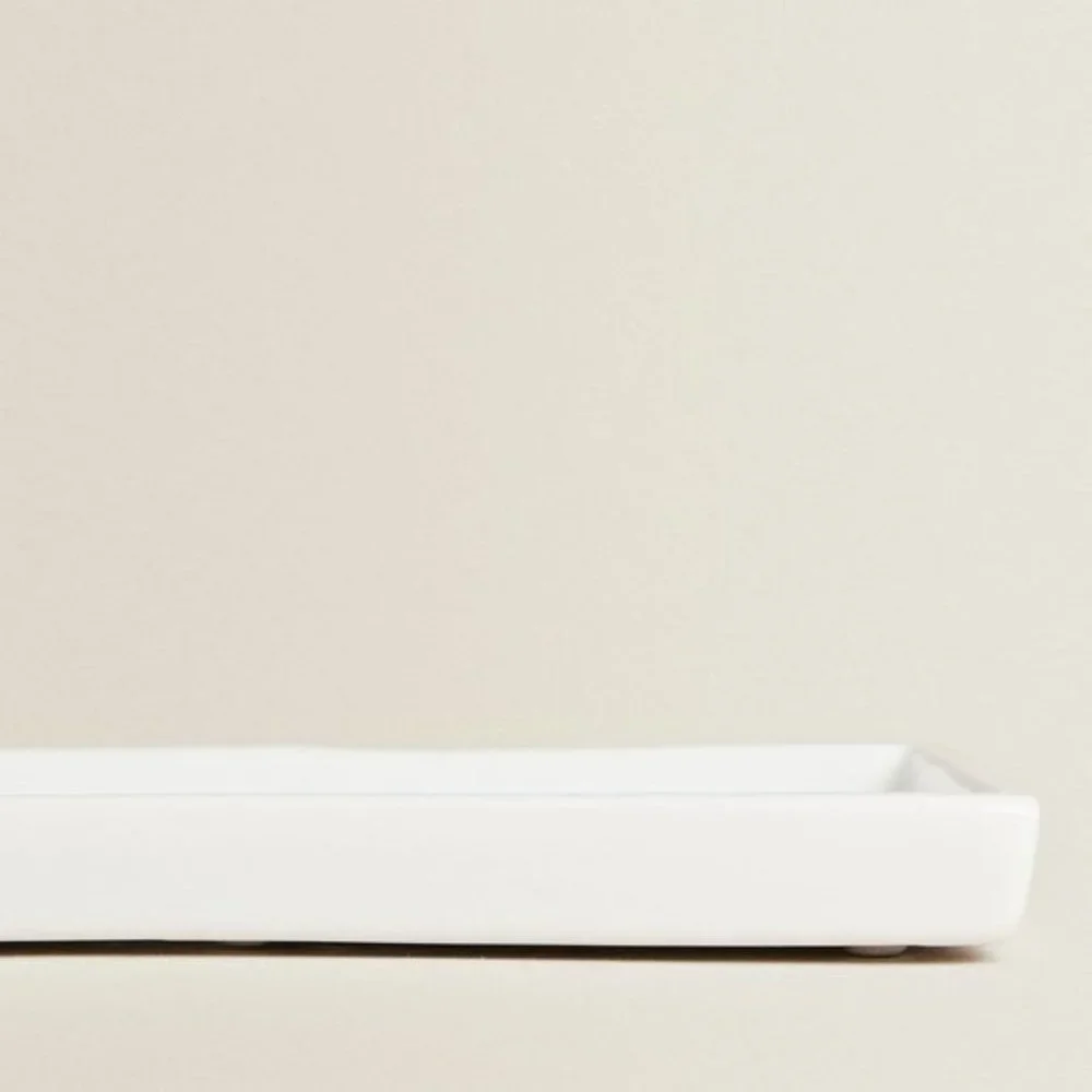 NEW Zara Home 3 Piece WHITE EARTHENWARE JAR and DISH SET